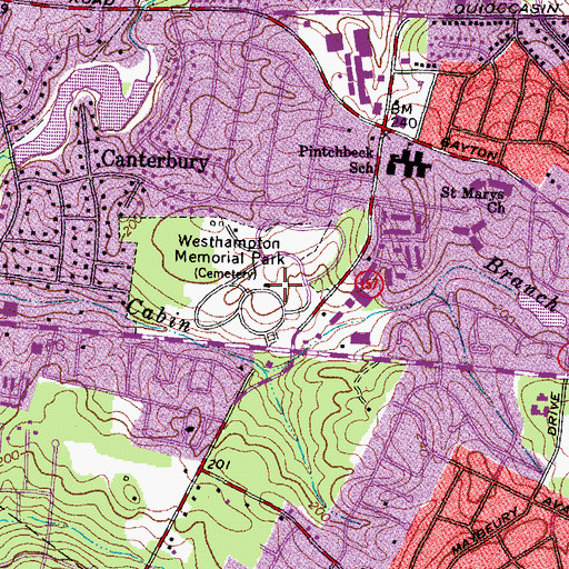 Topographic Map of Westhampton Memorial Park, VA