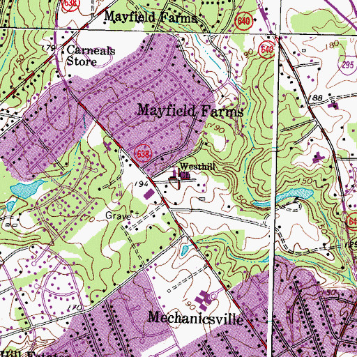 Topographic Map of Westhill Church, VA