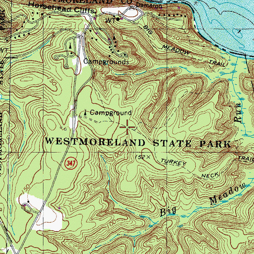 Topographic Map of Westmoreland State Park, VA