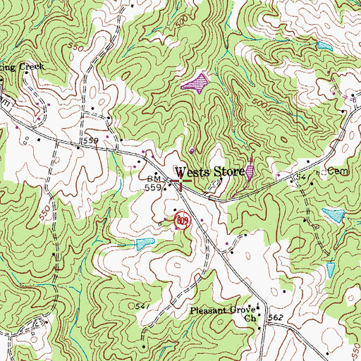 Topographic Map of Wests Store, VA