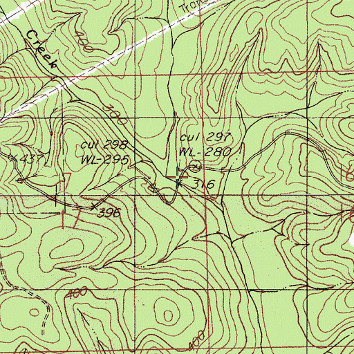Topographic Map of Stillwells Mill (historical), AL