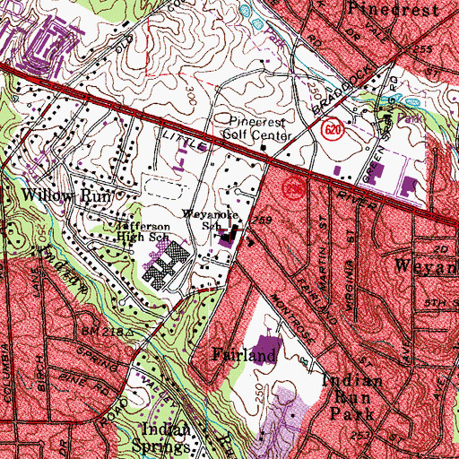 Topographic Map of Weyanoke Elementary School, VA