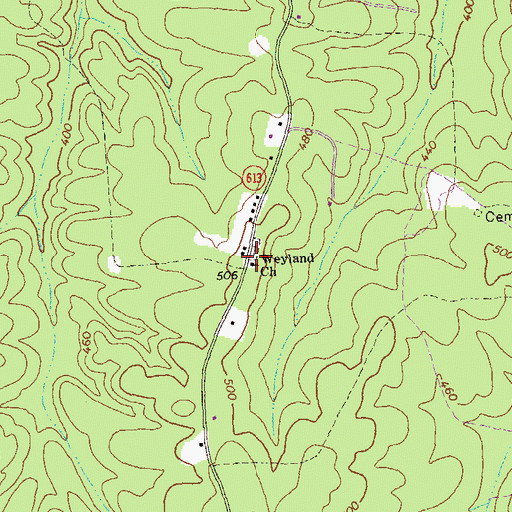 Topographic Map of Weyland Church, VA