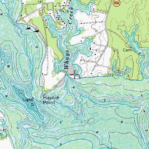 Topographic Map of Whays Creek, VA