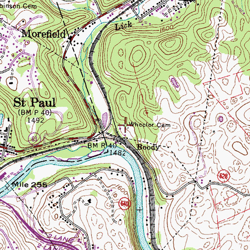 Topographic Map of Wheeler Cemetery, VA