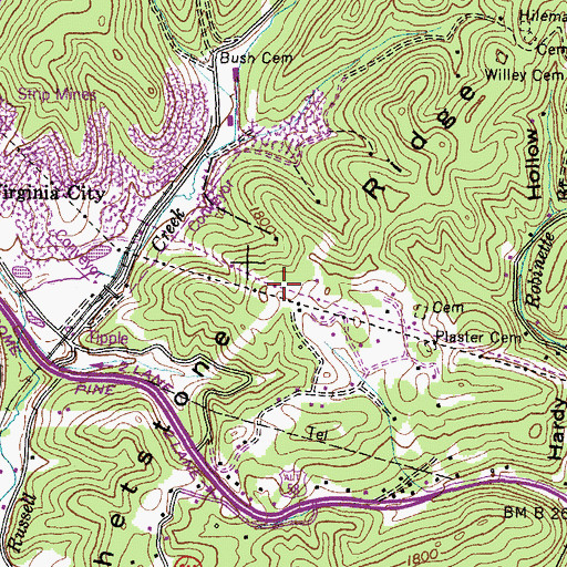 Topographic Map of Whetstone Ridge, VA