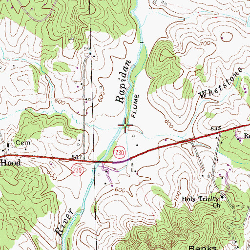 Topographic Map of Whetstone Run, VA