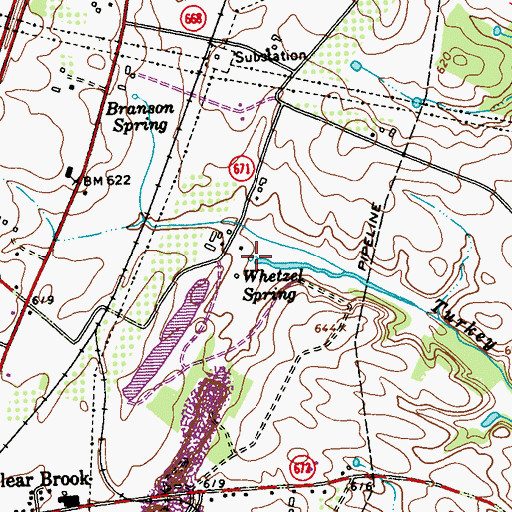 Topographic Map of Whetzel Spring, VA