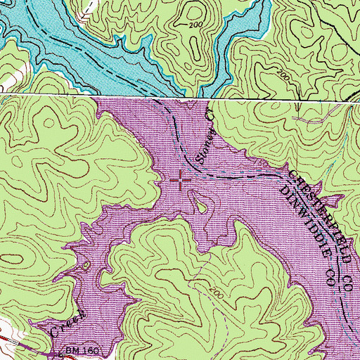 Topographic Map of Whipponock Creek, VA