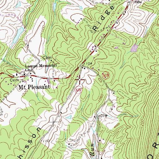 Topographic Map of Whisson Ridge, VA