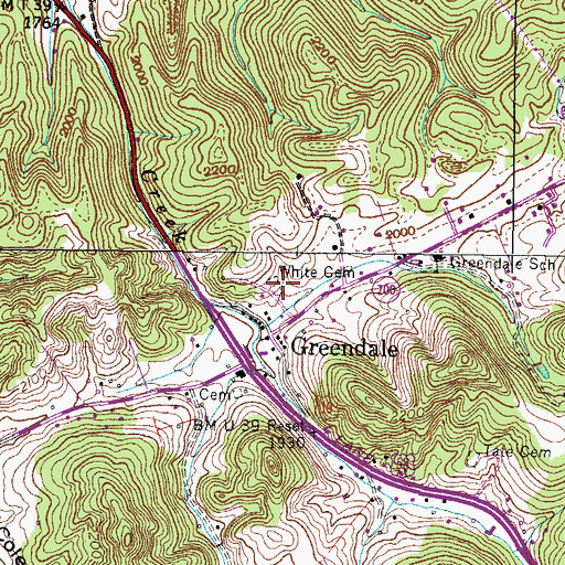 Topographic Map of White Cemetery, VA