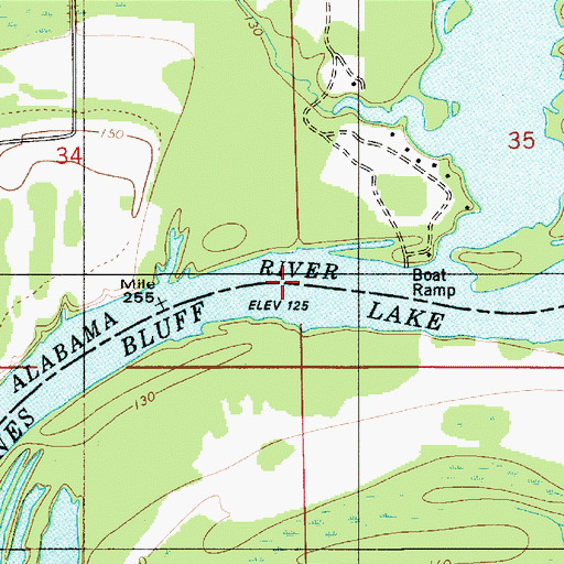 Topographic Map of Swift Creek Bar, AL