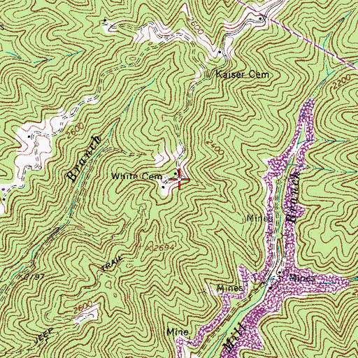 Topographic Map of White Cemetery, VA