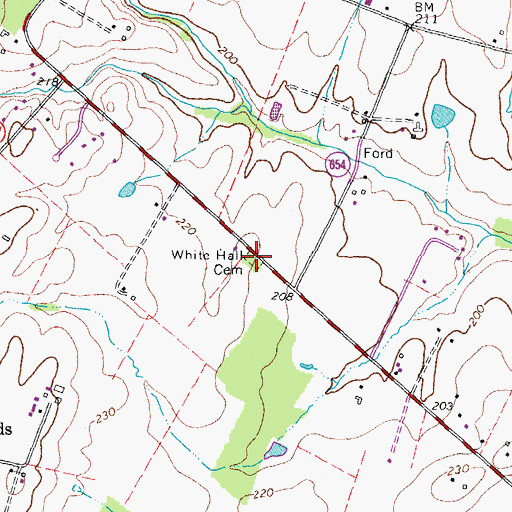 Topographic Map of White Hall Cemetery, VA