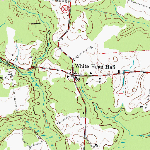 Topographic Map of White Head Hall, VA