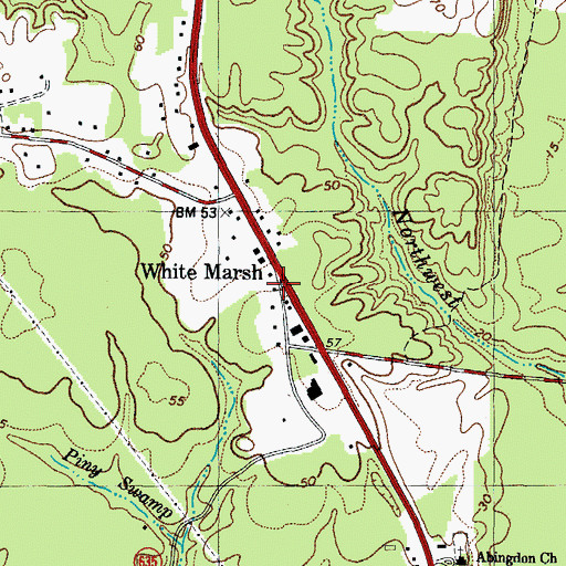 Topographic Map of White Marsh, VA