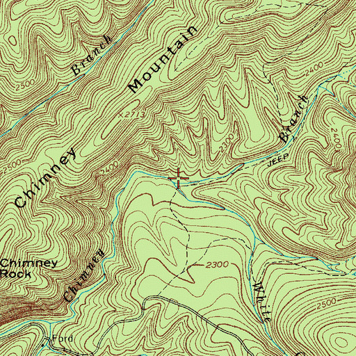 Topographic Map of White Oak Camp Branch, VA