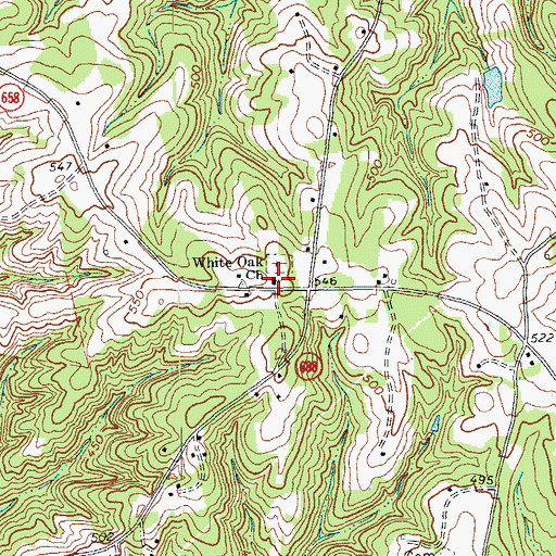 Topographic Map of White Oak Church, VA