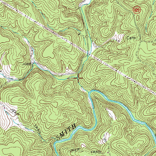 Topographic Map of White Oak Creek, VA