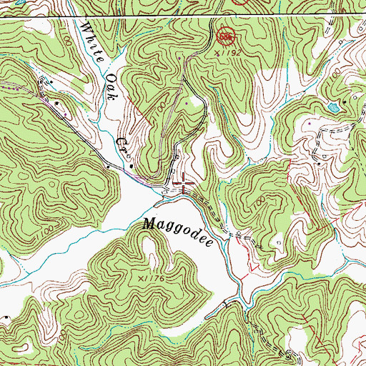 Topographic Map of White Oak Creek, VA