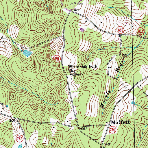Topographic Map of White Oak Fork Church, VA