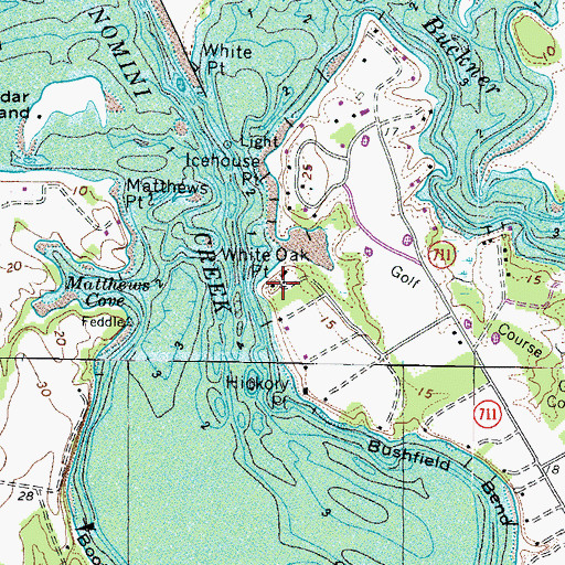 Topographic Map of White Oak Point, VA