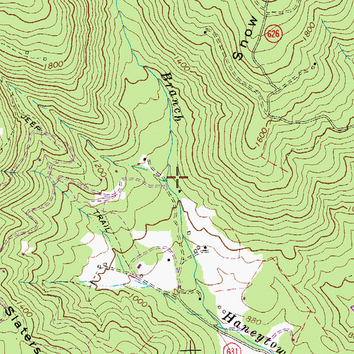 Topographic Map of White Oak Spring Branch, VA