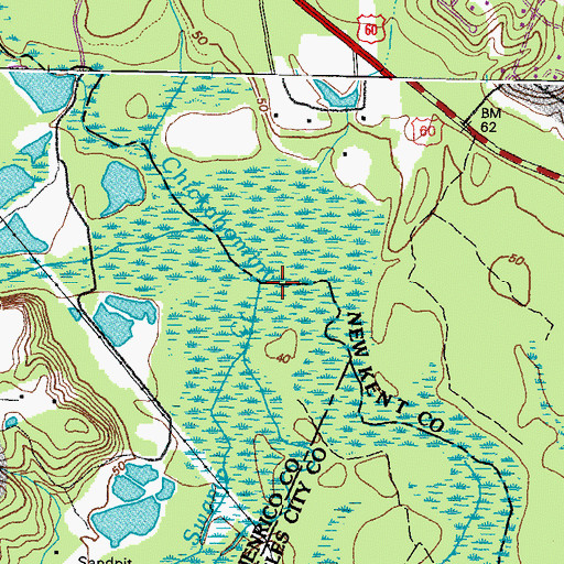 Topographic Map of White Oak Swamp, VA