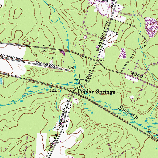Topographic Map of White Oak Swamp Creek, VA