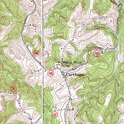 Topographic Map of White Rock Cemetery, VA