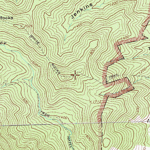 Topographic Map of White Rocks Trail, VA