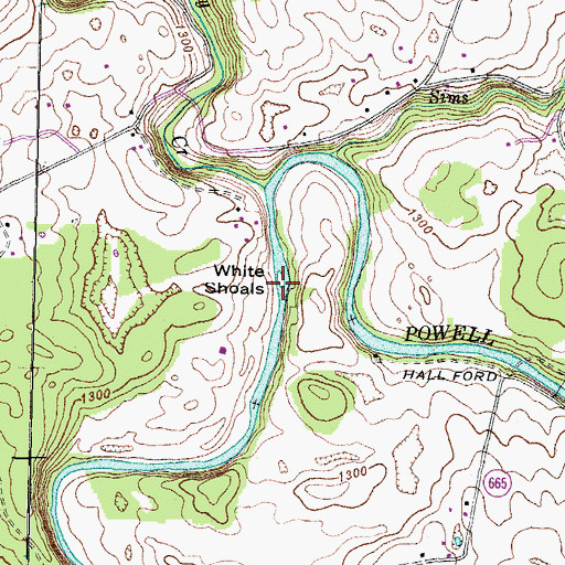 Topographic Map of White Shoals, VA