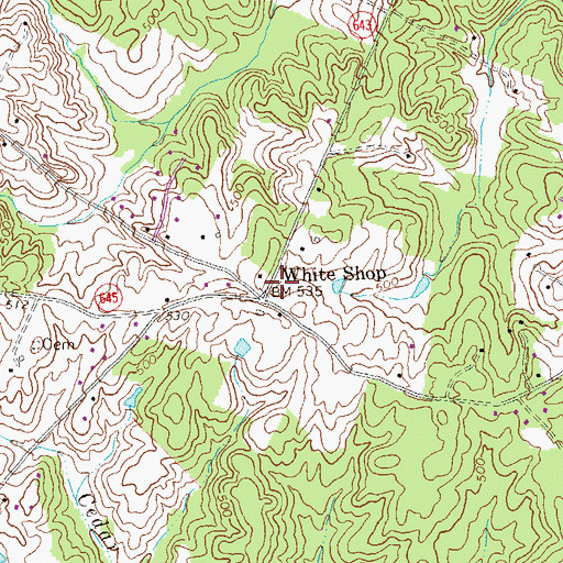 Topographic Map of White Shop, VA