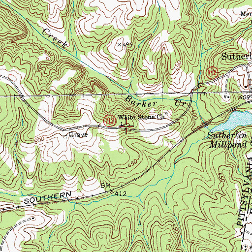 Topographic Map of White Stone Church, VA