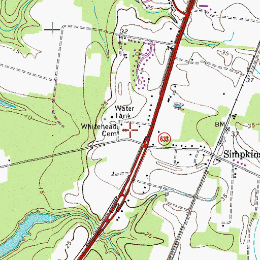 Topographic Map of Whitehead Cemetery, VA