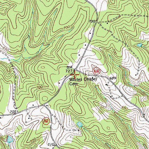Topographic Map of Whites Chapel Cemetery, VA