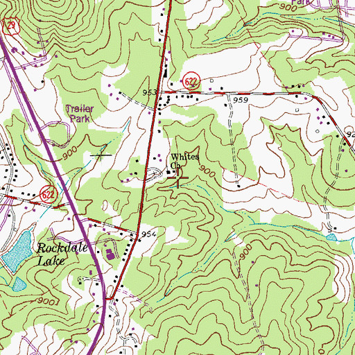 Topographic Map of Whites Church, VA