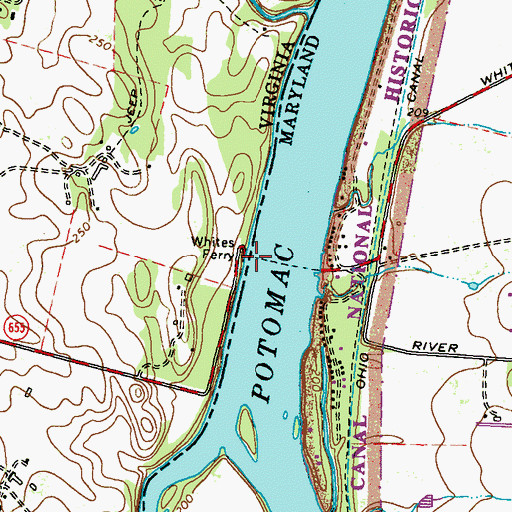 Topographic Map of Whites Ferry, VA