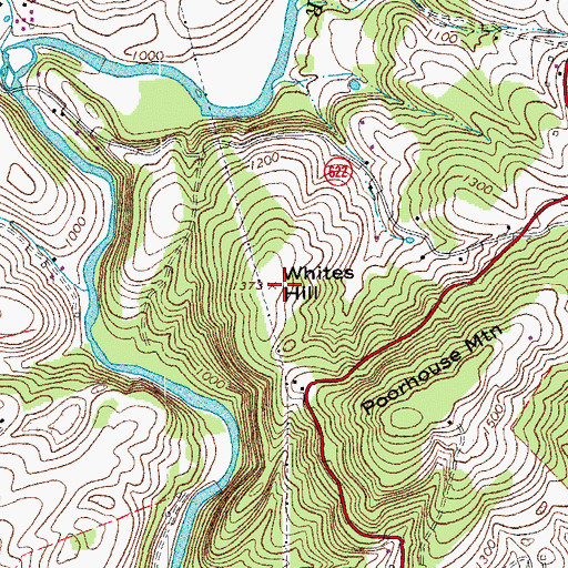 Topographic Map of Whites Hill, VA