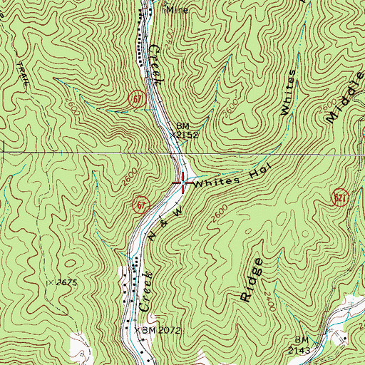 Topographic Map of Whites Hollow, VA