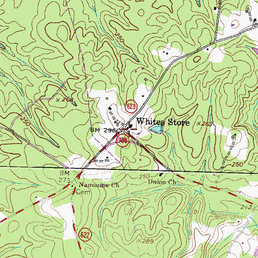 Topographic Map of Whites Store, VA