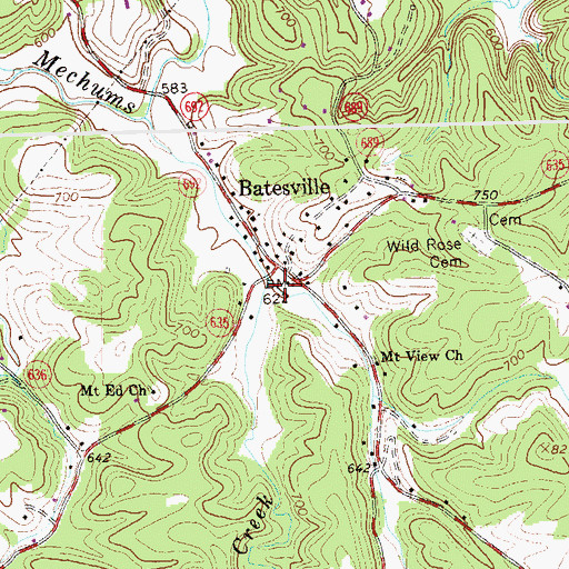 Topographic Map of Whiteside Branch, VA