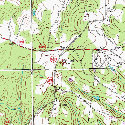 Topographic Map of Whitethorn Cemetery, VA