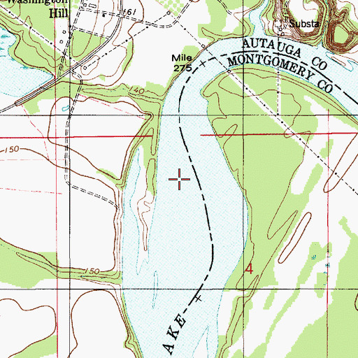Topographic Map of Washington Bar, AL
