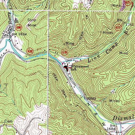 Topographic Map of Whitewood Elementary School (historical), VA