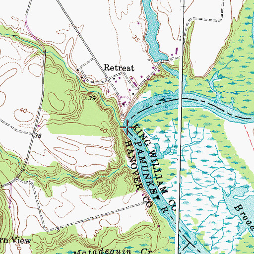 Topographic Map of Whiting Swamp, VA