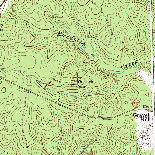 Topographic Map of Whitlock Cemetery, VA