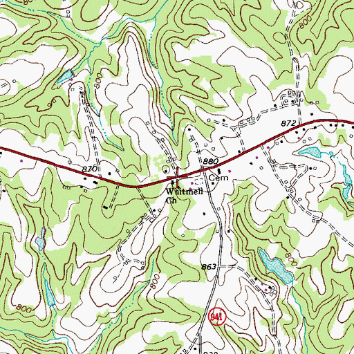 Topographic Map of Whitmell Church, VA