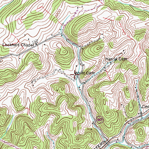Topographic Map of Whitt Cemetery, VA