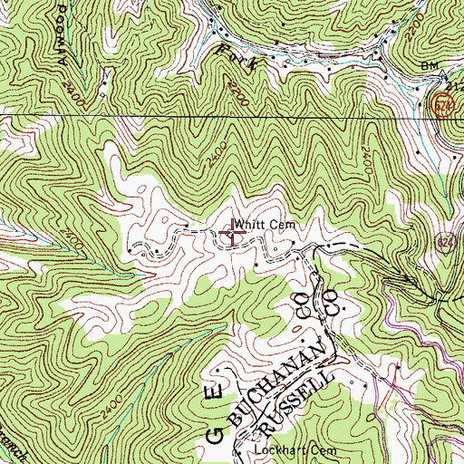 Topographic Map of Whitt Cemetery, VA